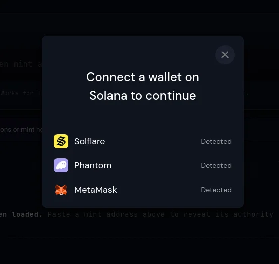 Choose the wallet that created your token